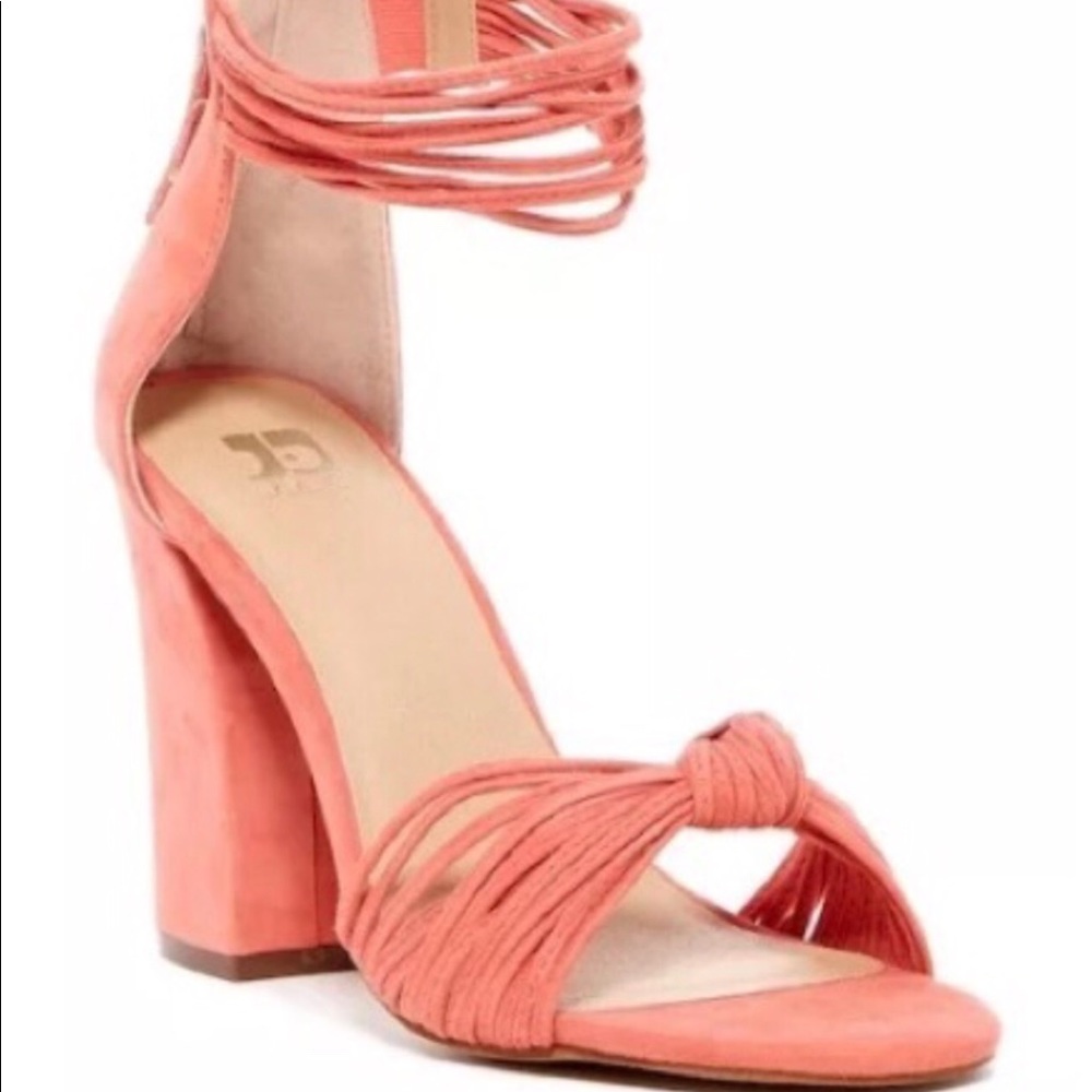 Joes Sandal Heels Coral Suede Fatima Open Toe